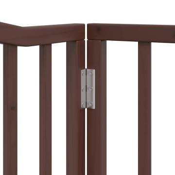 Dog Gate with Door - Foldable 4 Panels Brown Oak | Hipo Market