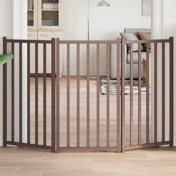 Foldable Dog Gate - 3 Panels Brown Oak | Solid Wood Fir - Hipomarket