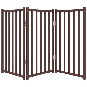 Foldable Dog Gate - 3 Panels Brown Oak | Solid Wood Fir - Hipomarket