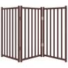 Foldable Dog Gate - 3 Panels Brown Oak | Solid Wood Fir - Hipomarket