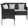 Stylish L-shaped Couch Sofa with Cushions - Black Poly Rattan