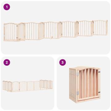 Foldable Dog Gate with Door - 12 Panels - Poplar Wood 600 cm