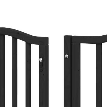 Foldable Dog Gate with Door - 9 Panels, 450 cm Black Wood