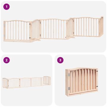 Dog Gate with Door - Foldable 6 Panels, 480 cm Poplar Wood