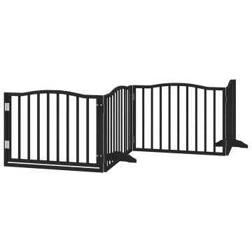 Foldable Dog Gate with Door - 12 Panels Black 960 cm