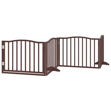 Foldable Dog Gate with Door - 10 Panels, 800 cm, Brown