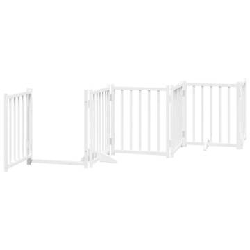 Foldable Dog Gate with Door - 15 Panels Poplar Wood - 750 cm