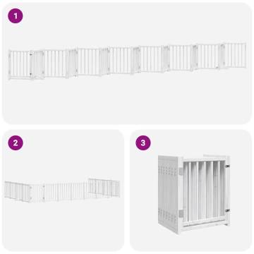 Foldable Dog Gate with Door - 15 Panels Poplar Wood - 750 cm