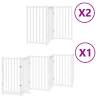 Foldable Dog Gate with Door - 12 Panels, 600 cm, White Wood