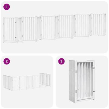 Foldable Dog Gate with Door - 12 Panels, 600 cm, White Wood