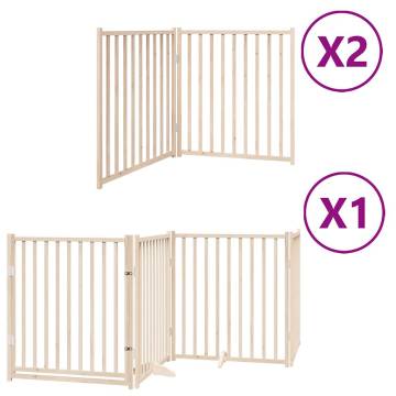 Dog Gate with Door - 8 Panels, 640 cm Poplar Wood | HipoMarket UK