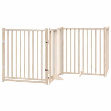 Dog Gate with Door - 8 Panels, 640 cm Poplar Wood | HipoMarket UK