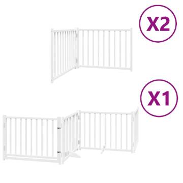 Foldable Dog Gate with Door - 8 Panels, 640 cm Poplar Wood