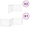 Foldable Dog Gate with Door - 8 Panels, 640 cm Poplar Wood