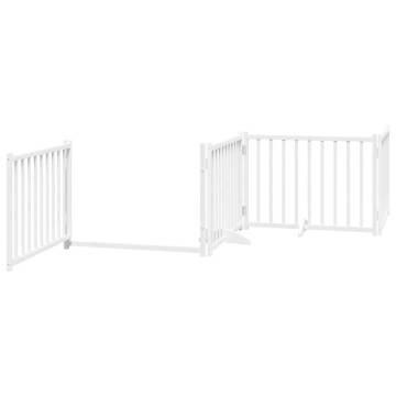 Foldable Dog Gate with Door - 8 Panels, 640 cm Poplar Wood