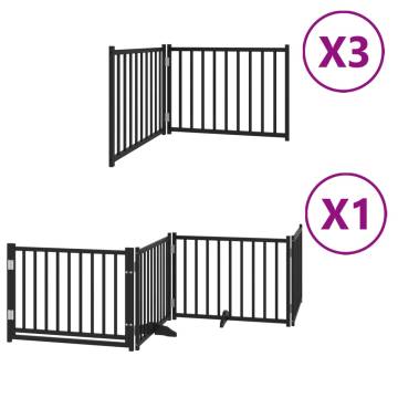 Foldable Dog Gate with Door - 800 cm - Black Poplar Wood