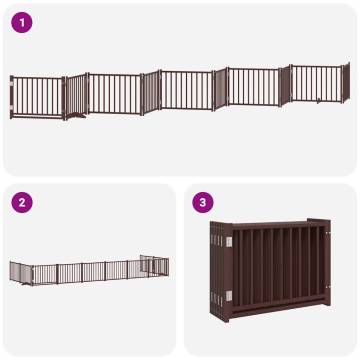 Foldable Dog Gate with Door - 800 cm Poplar Wood