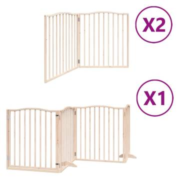 Foldable Dog Gate with Door - 8 Panels, 640 cm Poplar Wood