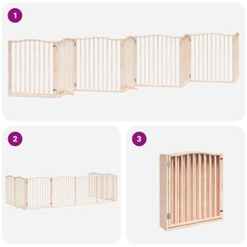 Foldable Dog Gate with Door - 8 Panels, 640 cm Poplar Wood