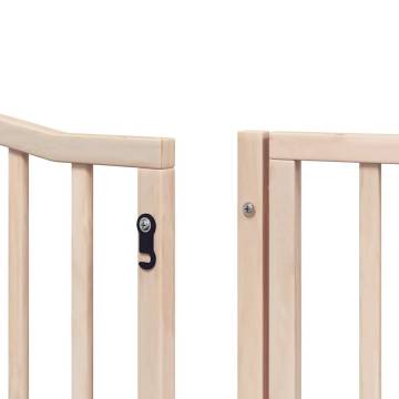 Foldable Dog Gate with Door - 8 Panels, 640 cm Poplar Wood