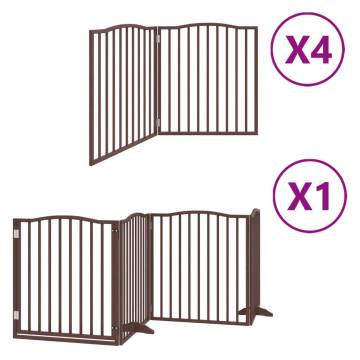 Foldable Dog Gate with Door - 12 Panels Poplar Wood - 960 cm