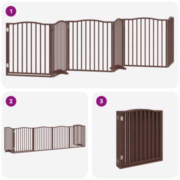 Dog Gate with Door - Foldable 6 Panels - 480 cm Poplar Wood