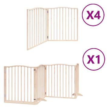 Foldable Dog Gate with Door - 12 Panels, 960 cm Poplar Wood