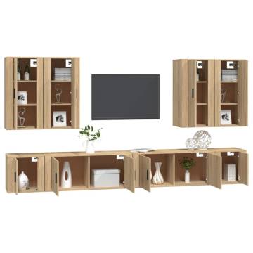 8 Piece TV Cabinet Set in Sonoma Oak - Stylish Storage Solution