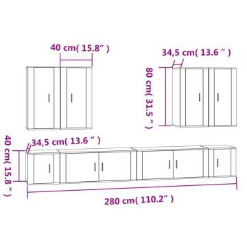 8 Piece TV Cabinet Set in Sonoma Oak - Stylish Storage Solution