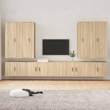 8 Piece TV Cabinet Set - Sonoma Oak Engineered Wood | Hipo Market