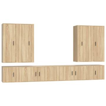 8 Piece TV Cabinet Set - Sonoma Oak Engineered Wood | Hipo Market