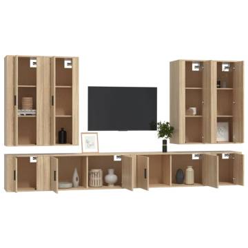 8 Piece TV Cabinet Set - Sonoma Oak Engineered Wood | Hipo Market