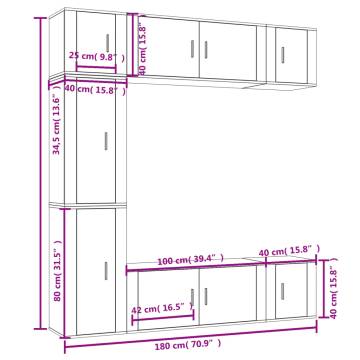 7 Piece Sonoma Oak TV Cabinet Set | Stylish & Practical Design