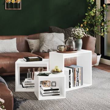 Nesting Tables 3 pcs - Stylish White Engineered Wood Set
