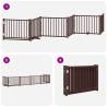 Foldable Dog Gate with Door - 6 Panels, Brown Poplar Wood