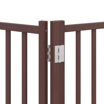 Foldable Dog Gate with Door - 6 Panels, Brown Poplar Wood