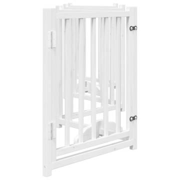 Dog Gate with Door - Foldable 6 Panels White 300 cm Solid Wood