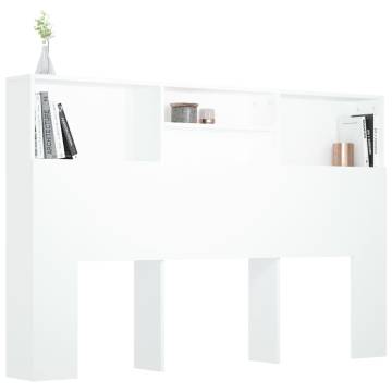 Stylish White Headboard Cabinet - 160x19x103.5 cm