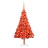  Artificial Pre-lit Christmas Tree with Ball Set Red 180 cm PVC Colour red and gold Size 180 x 93 cm Quantity in Package 1 Number of Branch Tips 