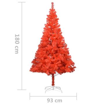 Red Pre-lit Christmas Tree with Ball Set - 180 cm PVC