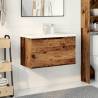 Stylish Old Wood Sink Cabinet with Built-in Basin - 81x39.5 cm