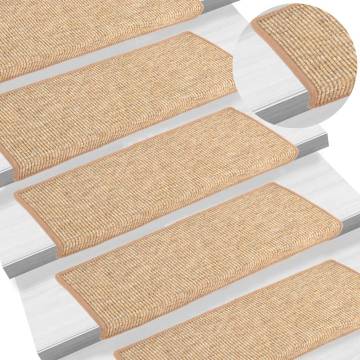 Self-Adhesive Stair Mats - 15 Pcs Light Brown | HipoMarket