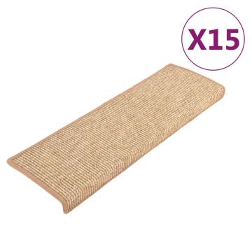 Self-Adhesive Stair Mats - 15 Pcs Light Brown | HipoMarket