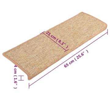 Self-Adhesive Stair Mats - 15 Pcs Light Brown | HipoMarket