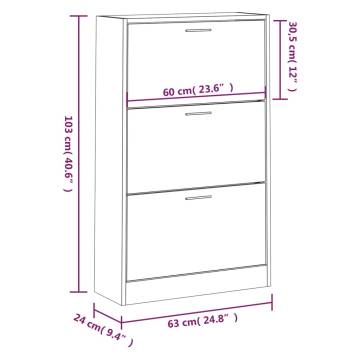 Shoe Cabinet Smoked Oak 63x24x103 cm - Stylish Storage Solution