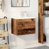 Stylish Sink Cabinet with Built-in Basin - Old Wood Finish