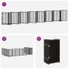 Foldable Dog Gate with Door - 15 Panels Black Poplar Wood