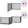 Dog Gate with Door - Foldable 6 Panels, 480 cm Black Poplar Wood