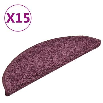 Carpet Stair Treads - 15 pcs Dark Purple - Non-Slip & Washable