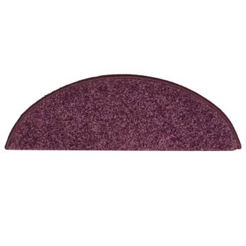 Carpet Stair Treads - 15 pcs Dark Purple - Non-Slip & Washable